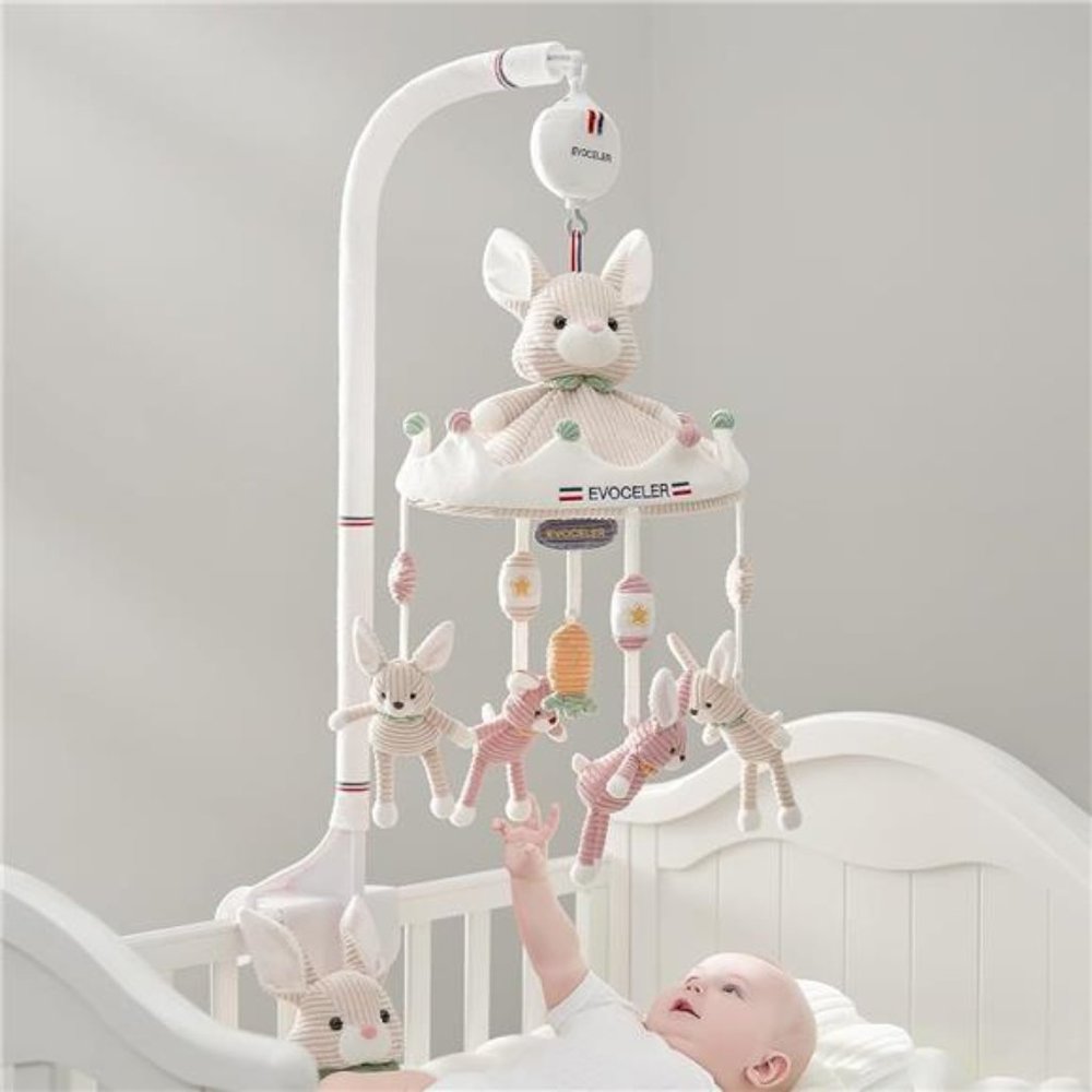 Crib Musical Mobile with 3 Modes Musical Box, 35 Lullabies, (Rabbit Doll)